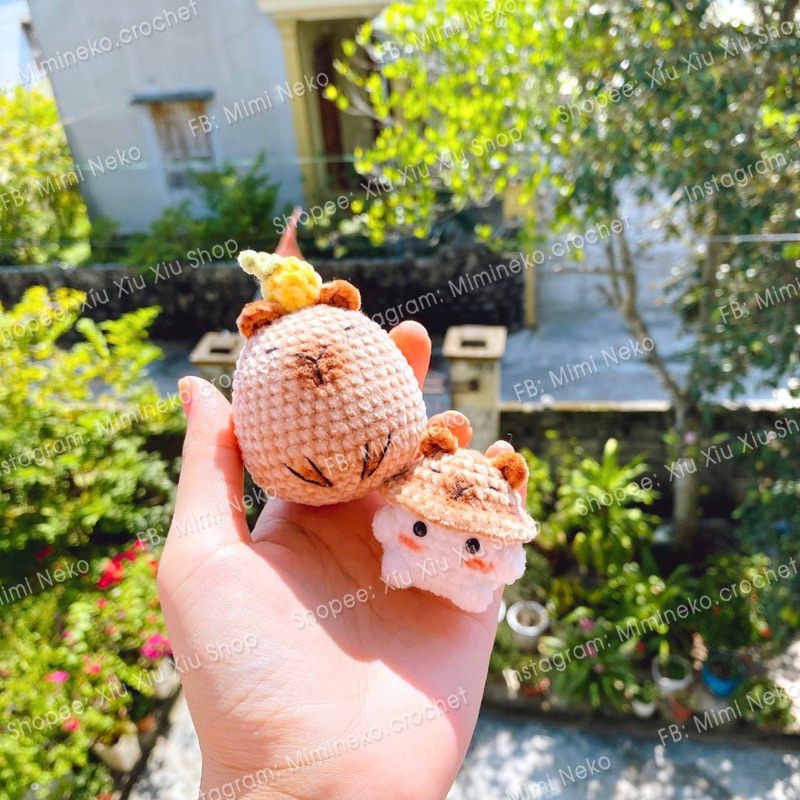 Móc khoá Capybara// Móc khoá chuột lang nước // Móc khoá len// Len móc thủ công