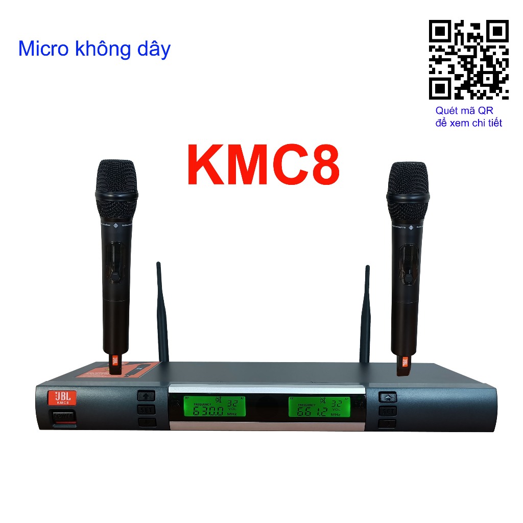 Micro Không Dây Karaoke Chuyên Nghiệp Cao Cấp JBL KMC8 Chống Hú Tốt, Sóng Khoẻ UHF, Bảo Hành 12 Tháng, EV-552