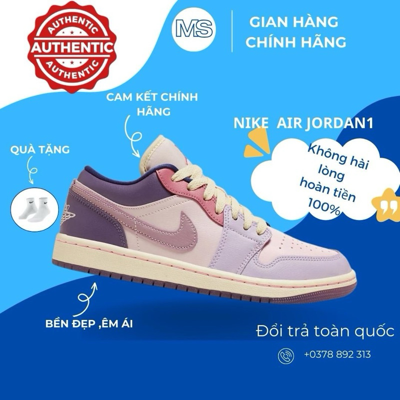 [ CHÍNH HÃNG ] GIÀY NIKE AIR JORDAN1 LOW PASTEL PURPLE DZ2768-651 CHÍNH HÃNG THỂ THAO DÀNH CHO NỮ. J