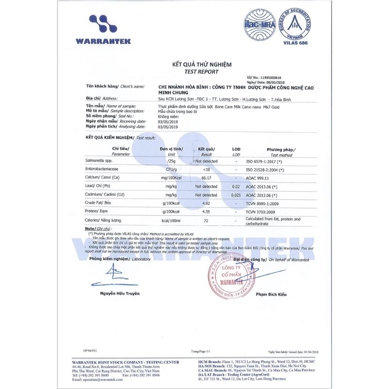 Sữa Canxi Nano Mk7 Gold 900g Bổ sung canxi cho người già