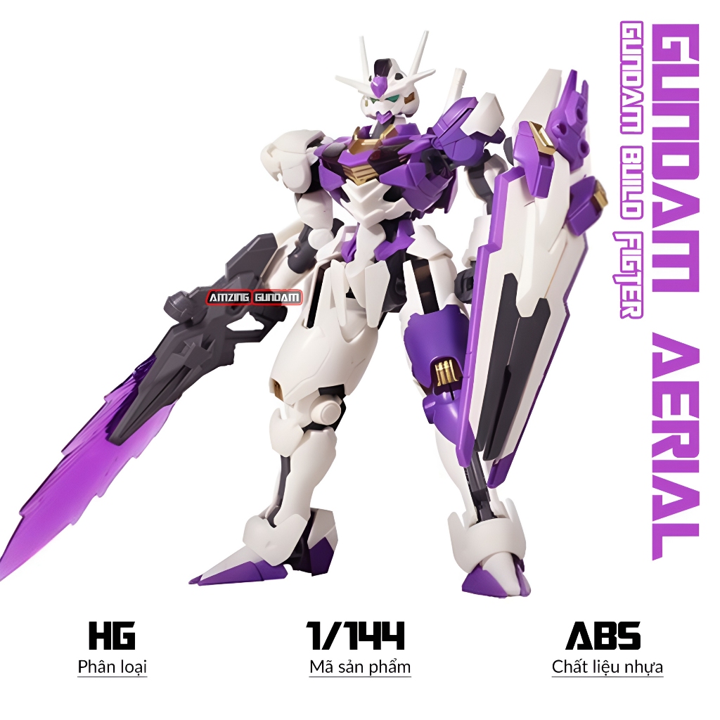 Mô hình Lắp ráp HG Gundam Aerial (tím), 1/144 Gunpla, Mô hình nhựa, Đồ chơi sưu tập