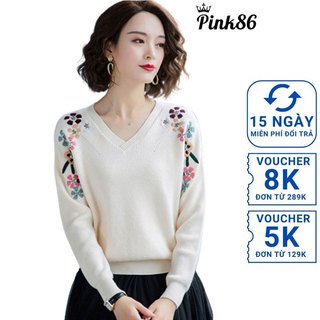 [Ảnh Thật + Sẵn Hàng] Áo len nữ thêu hoa duyên dáng AL-203i
