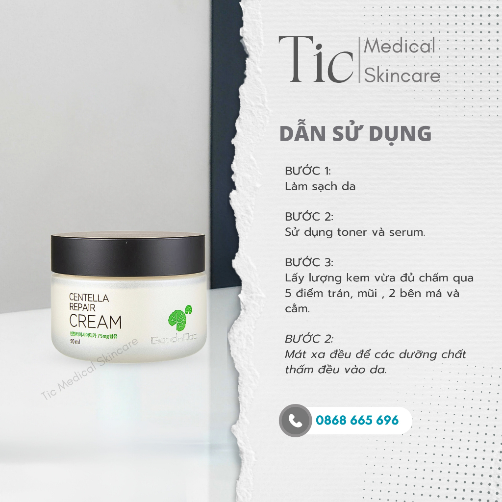 Kem Dưỡng GoodnDoc Rau Má Dưỡng Ẩm Phục Hồi Da 50ml - Tic Medical Skincare