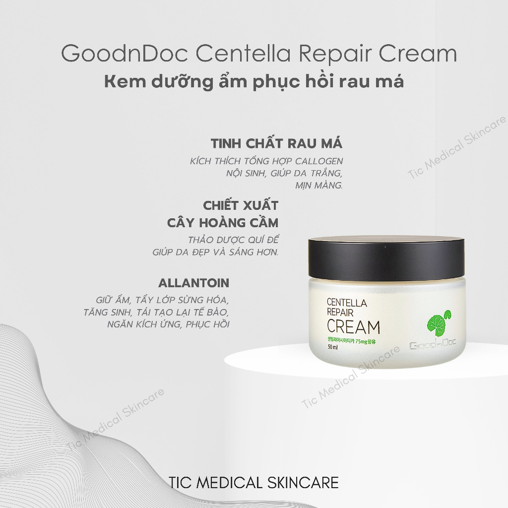 Kem Dưỡng GoodnDoc Rau Má Dưỡng Ẩm Phục Hồi Da 50ml - Tic Medical Skincare