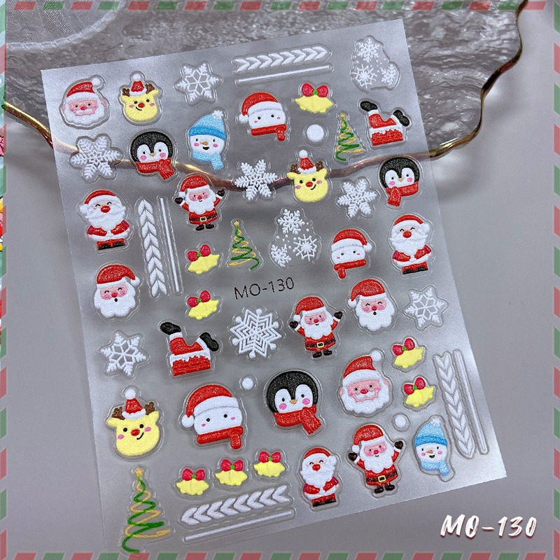 Miếng dán móng stiker lụa 5d hình noel, sticker noel