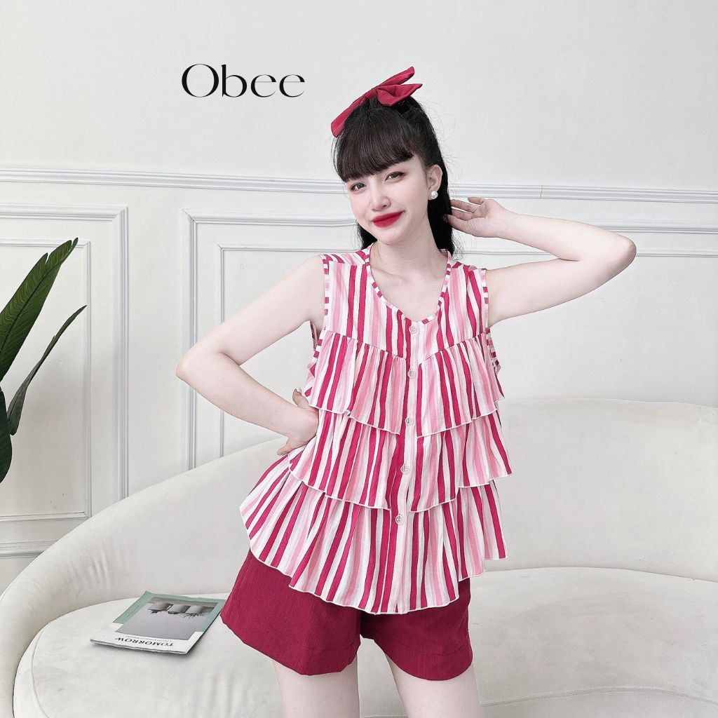 Đồ bộ nữ Obee Closet Set đùi sát nách áo tầng xinh xắn freesize <58kg