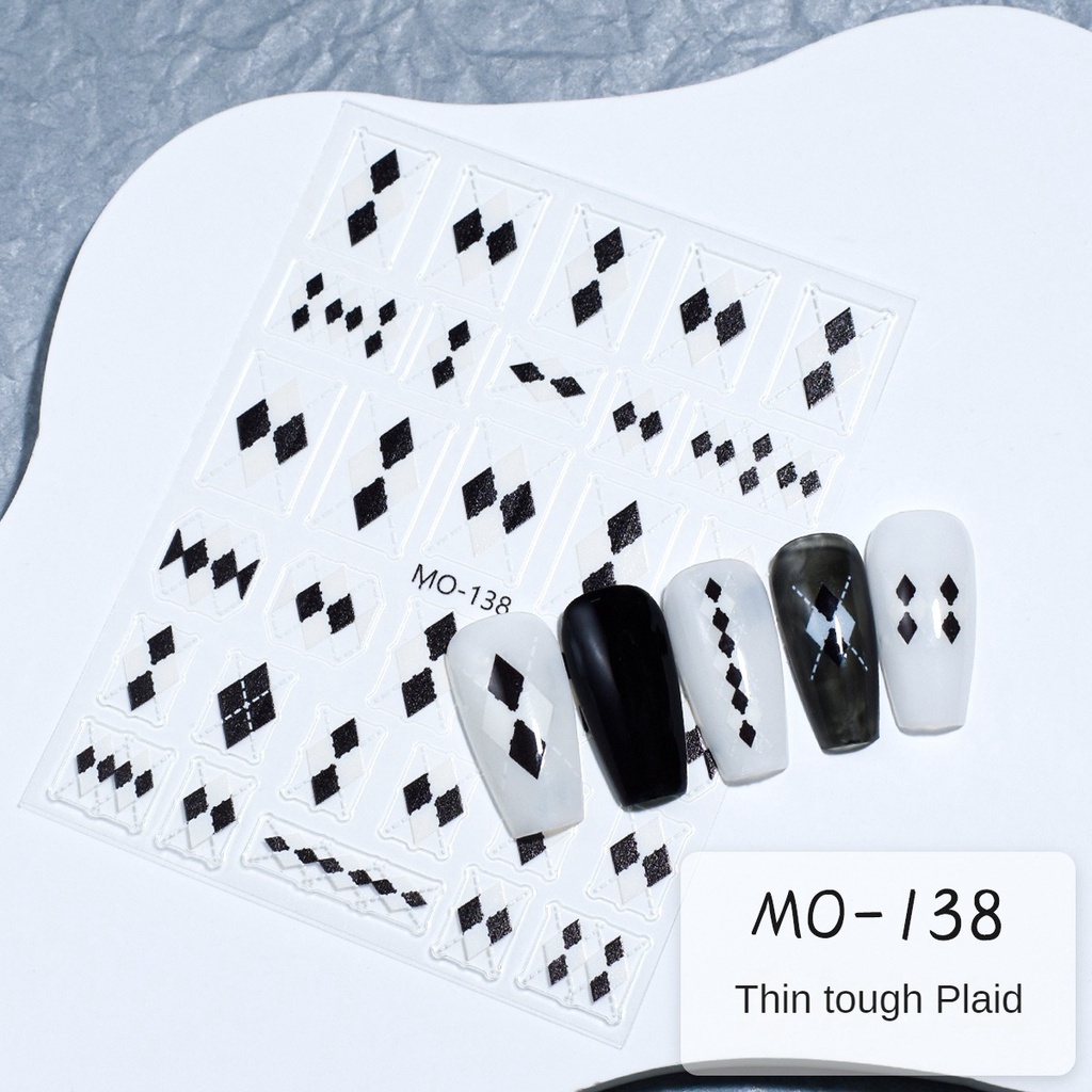 Miếng dán móng tay nghệ thuật kẻ sọc, sticker lụa 5d