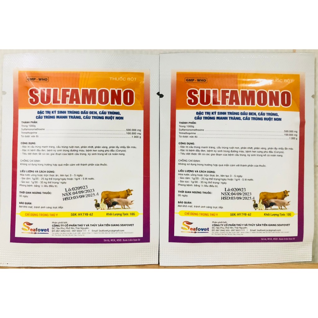 Sul.faa 10gam ký sinh trùng máu, đầu đen, mào thâm tím, phù đầu