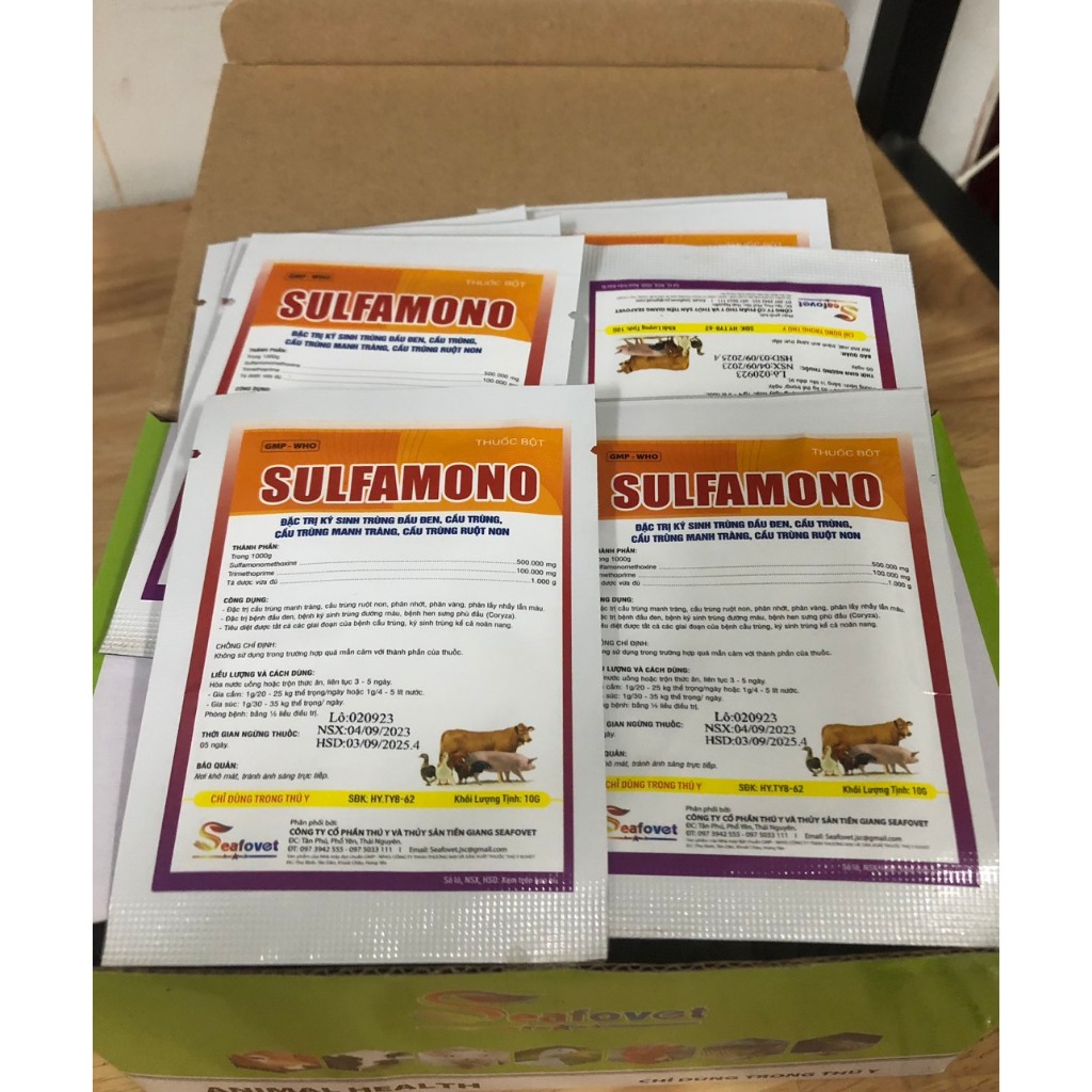 Sul.faa 10gam ký sinh trùng máu, đầu đen, mào thâm tím, phù đầu