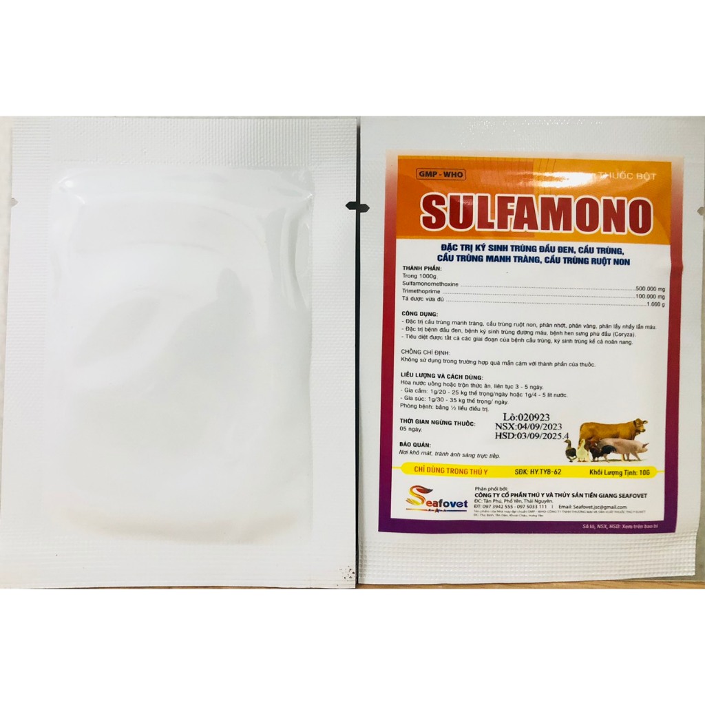 Sul.faa 10gam ký sinh trùng máu, đầu đen, mào thâm tím, phù đầu