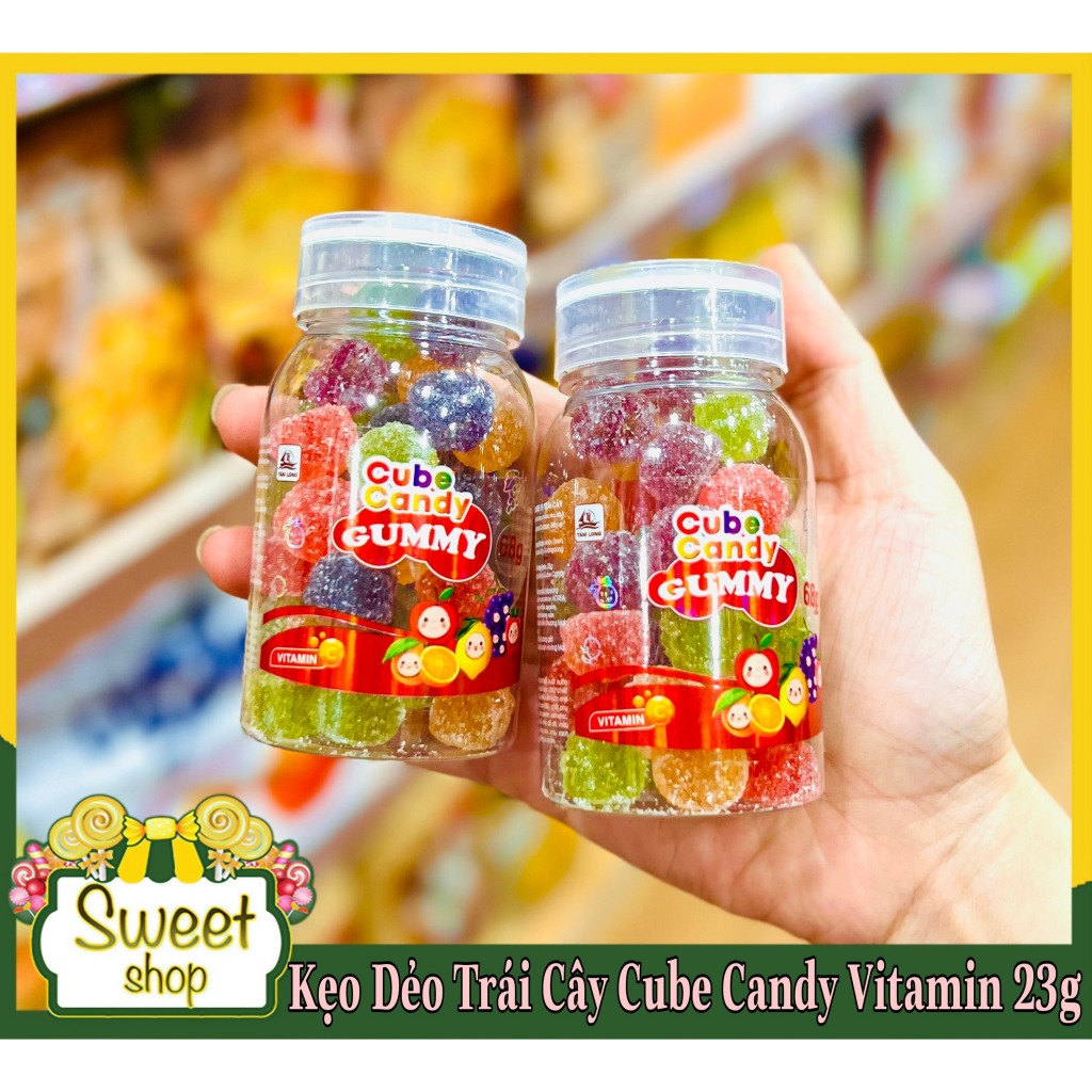 Kẹo dẻo trái cây Cube Candy Gummy Vitamin hũ 68g 🍋🍇