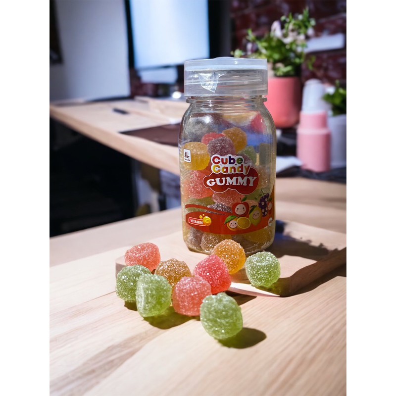 Kẹo dẻo trái cây Cube Candy Gummy Vitamin hũ 68g 🍋🍇