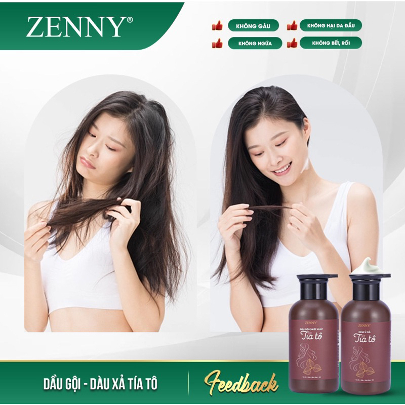 Combo Dầu Gội - Kem Xả Tóc Tía Tô ZENNY COSMETIC, Giúp Nuôi Dưỡng, Ngăn rụng tóc
