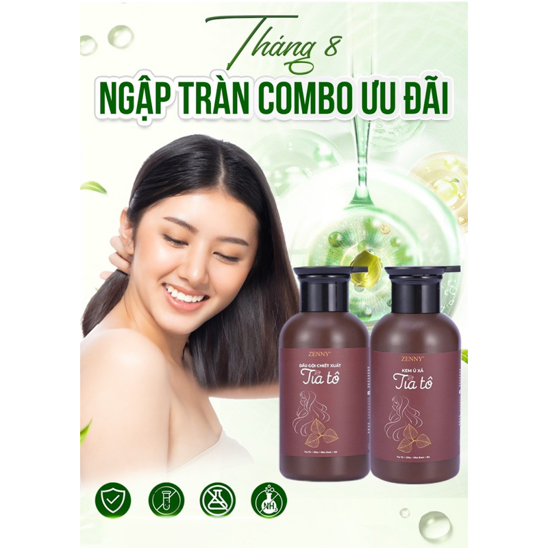 Combo Dầu Gội - Kem Xả Tóc Tía Tô ZENNY COSMETIC, Giúp Nuôi Dưỡng, Ngăn rụng tóc