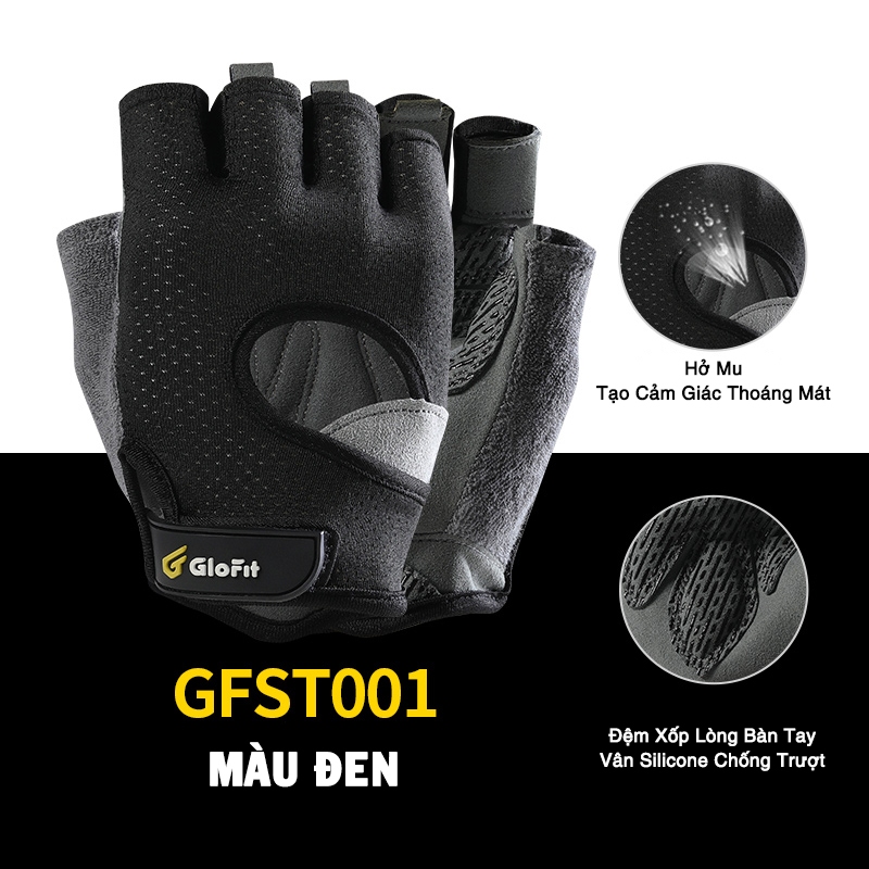 ⇪ Găng Tay Tập Gym Glofit GFST001 Ver1.0 - Màu Đen | Gymgloves, Workout Gloves, Fitness Gloves Glofit GFST001 - Black
