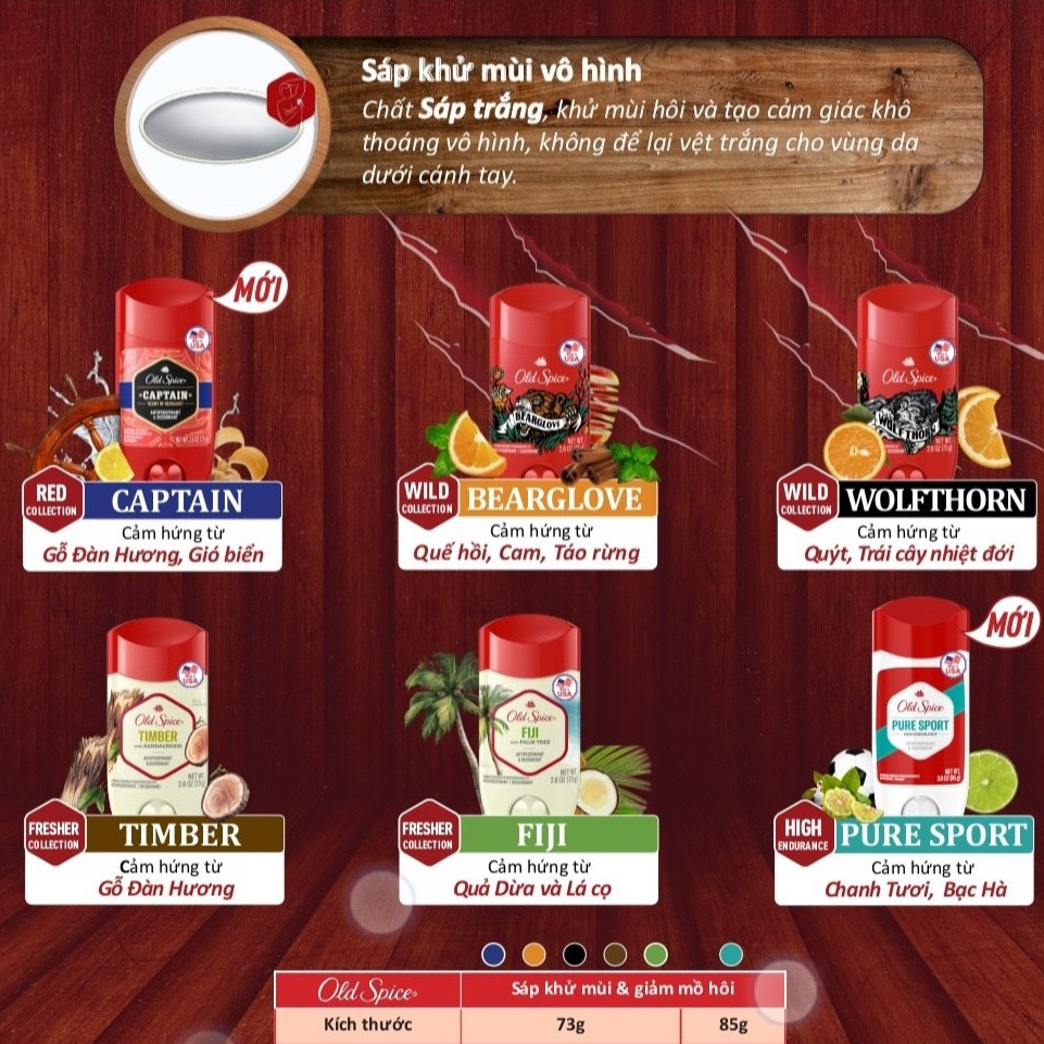 Sáp Khử Mùi Old Spice Giảm Tiết Mồ Hôi Nhiều Hương