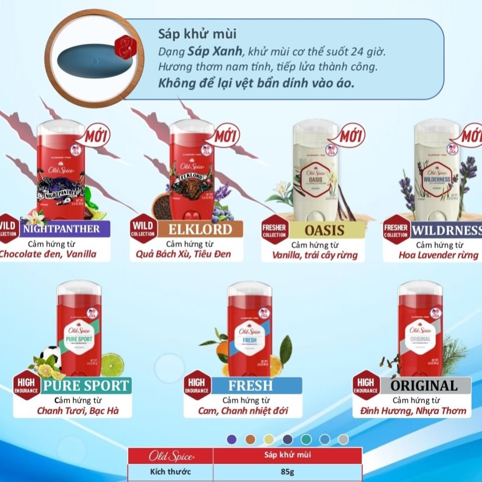 Sáp Khử Mùi Old Spice Giảm Tiết Mồ Hôi Nhiều Hương