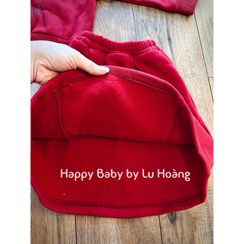 Set bé gái áo hoodie đỏ váy suông Hi Sun
