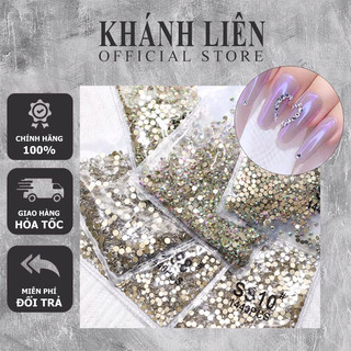 Đá tiệp chân vàng siêu sáng đính trang trí móng nail - Đá tiệp lẻ phân size từng gói 1440v trắng/7màu chuyên dùng