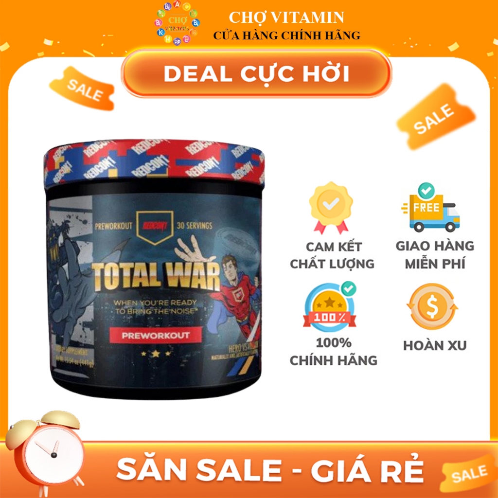 Pre-Workout Total War - Tăng Sức Mạnh Tuyệt Đối - Kích Thích Phát Triển Cơ Tối Đa - Hàm Lượng Cao (30 Lần Dùng)