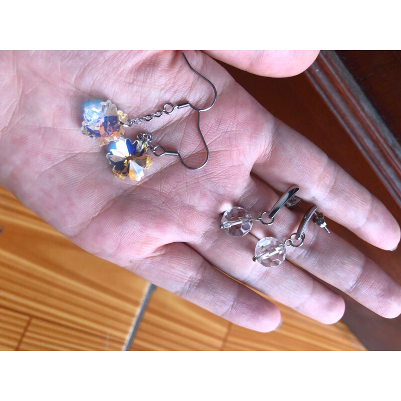 Bộ: bông tai pha Lê, mặt đáy chuyền