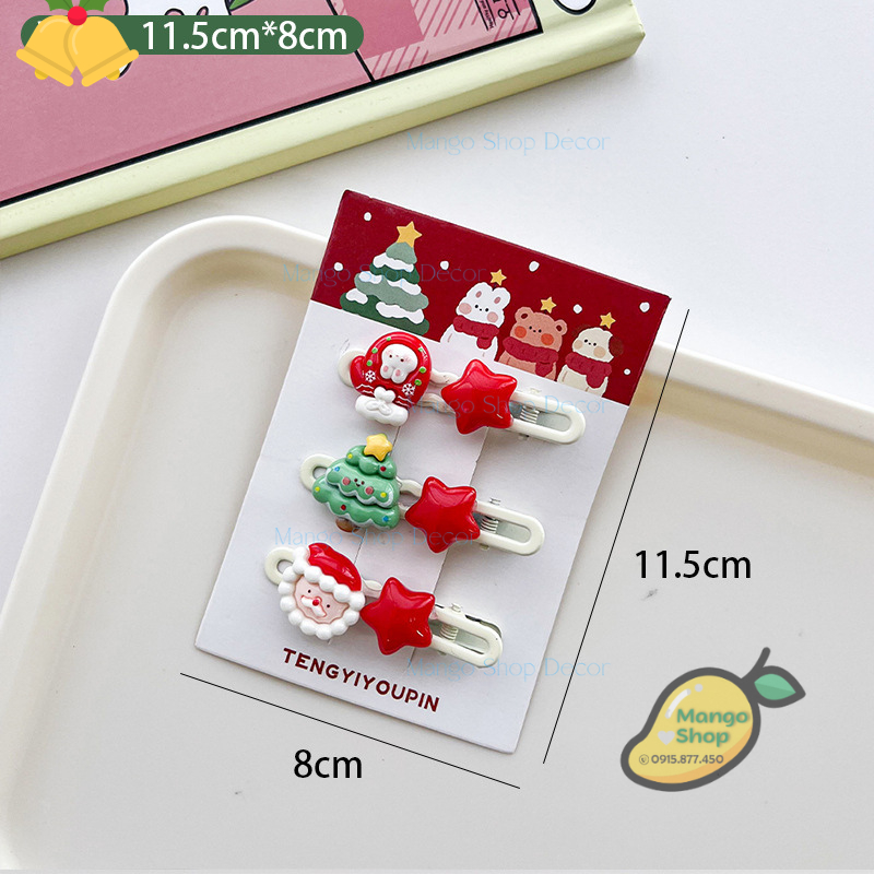 Set Kẹp Tóc Giáng Sinh Đáng Yêu Icon Cute Làm Quà Tặng Giáng Sinh Noel