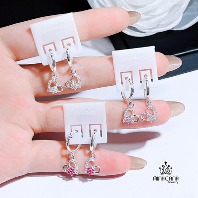 Bông Tai Bạc Trái Tim Đính Đá BT391 - Minh Canh Jewelry