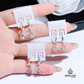 Bông tai trái tim đính đá bt391 - minh canh jewelry
