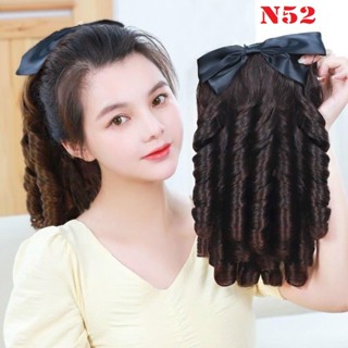 Kẹp U xoăn lợn kèm nơ cho các cô trung niên NG52 Ngoặm tóc giả xoăn lọn kèm nơ Ngoặm tóc giả kèm nơ