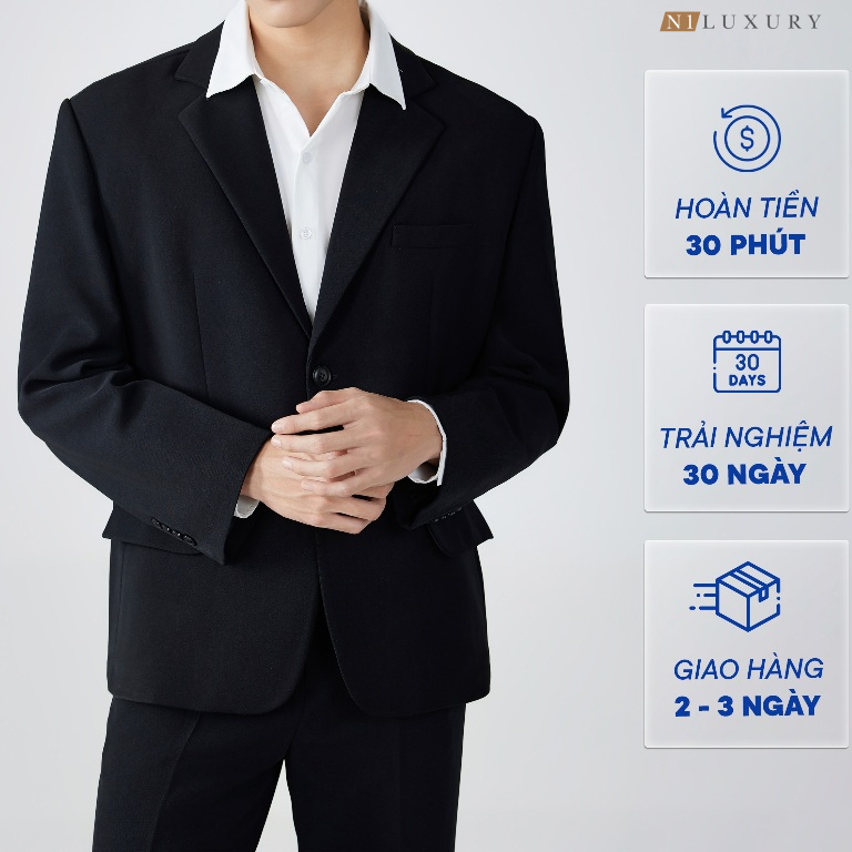 Áo khoác blazer nam N1LUXURY thiết kế Classic 3 lớp dầy dặn, tinh tế phong cách Hàn Quốc Chính Hãng.