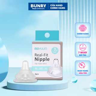 Núm ti Moyuum chính hãng Hàn Quốc 1/2/3/4 núm ti mềm mại có van chống sặc Bunry shop