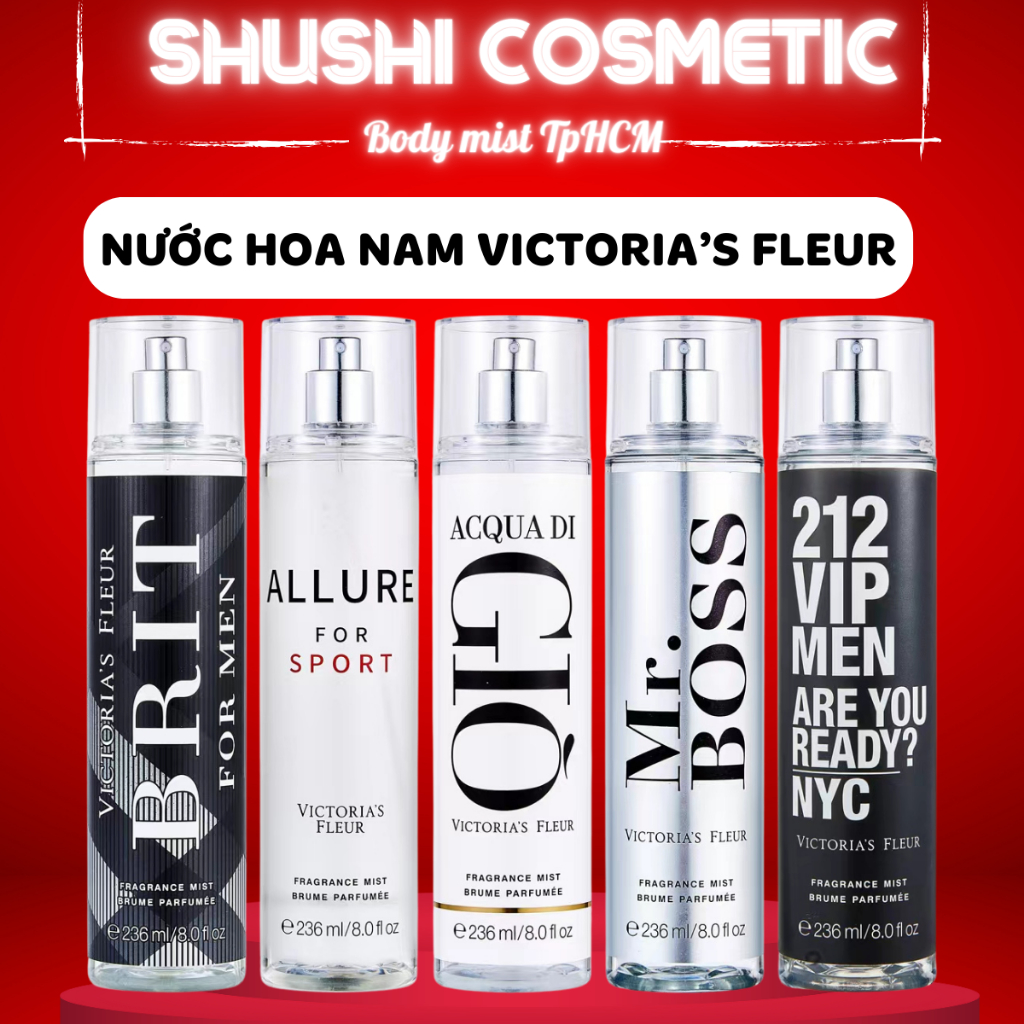 Xịt thơm Body mist mùi nam Victoria Fleur - 236ml SHUSHI COSMETIC