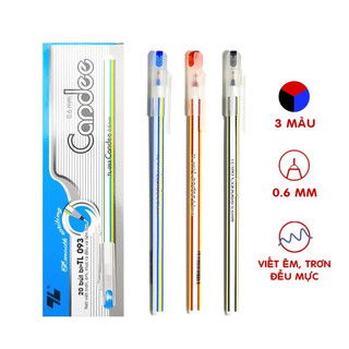 Hộp 20 bút bi thiên long tl-093 ngòi 0.6mm - thiết kế nắp đậy