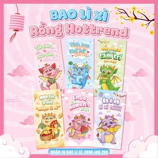 Bao lì xì hottrend 2024 siêu dễ thương, sỉ lẻ bao lì xì các loại năm giáp thìn 2024, in bao lì xì