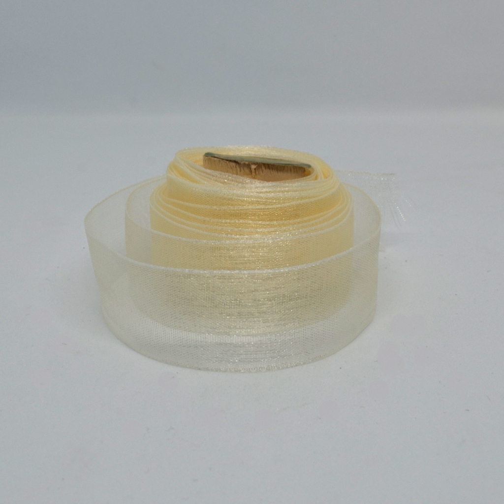 Cuộn 6m ruy băng voan bản rộng 2cm màu trắng , kem