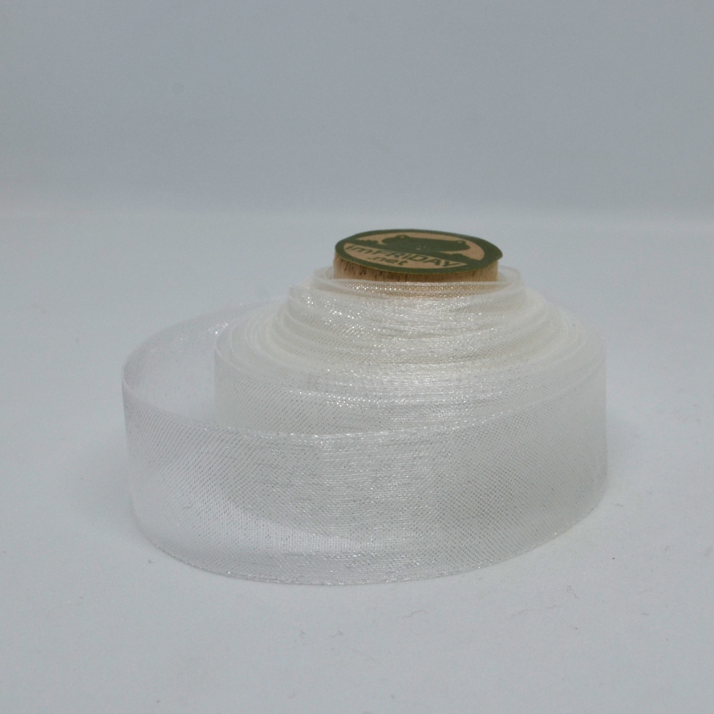 Cuộn 6m ruy băng voan bản rộng 2cm màu trắng , kem