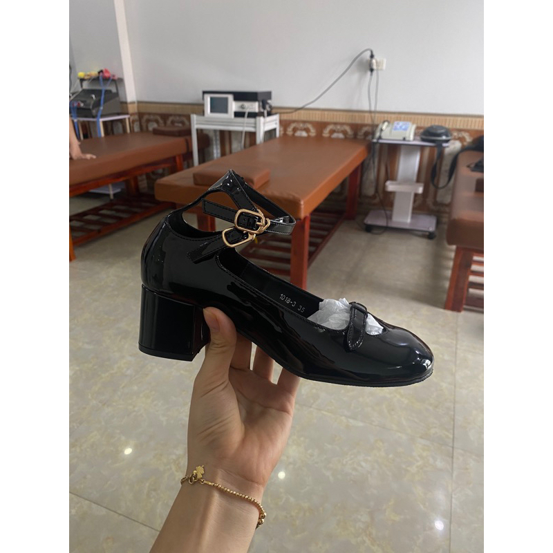 🦋TrangBi💎 Giày cao gót vuông nữ dáng tiểu thư ôm gọn chân da siêu mềm