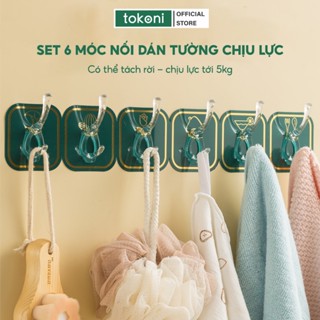 Móc dán tường siêu dính 6 móc JYoohome Móc treo đồ đa năng móc khoá quần áo chịu lực tốt chắc chắn
