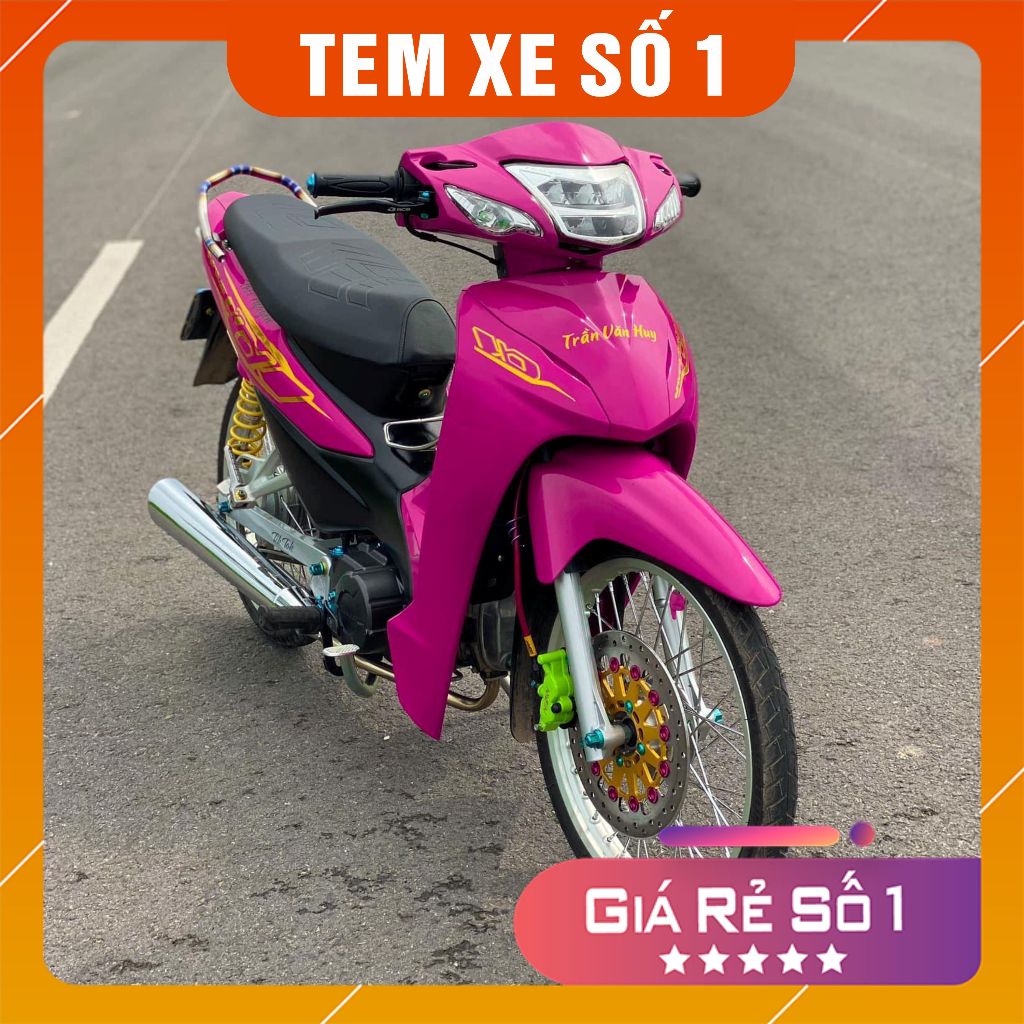 Tem xe wave (Tem trùm Xe Máy full hồng Wave 50cc-110cc) chất liệu cao cấp,chống bay mầu - chống nước