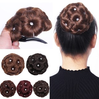 Tóc giả nữ cao cấp búi hoa đính đá B7