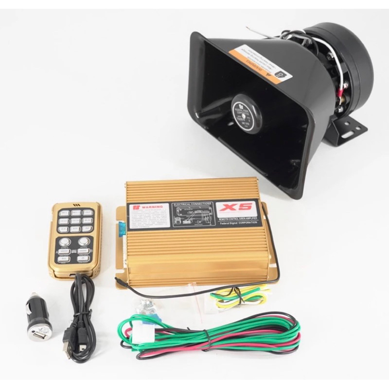 Bộ Còi Hú Amply X5 và Loa Dẹt Kim Loại Dùng Cho Xe Chuyên Dụng