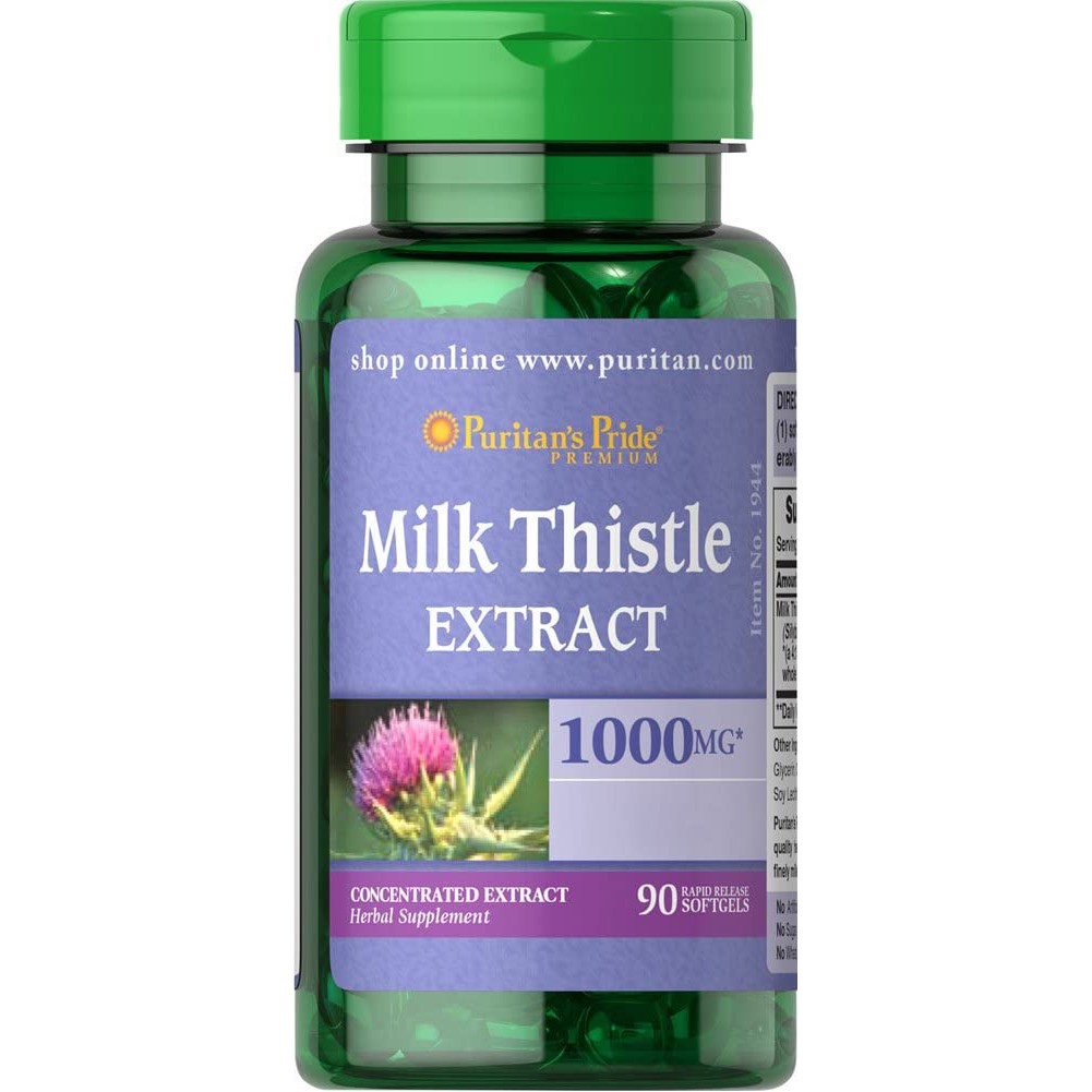 Thải độc gan, bổ gan, làm mát gan, tăng cường chức năng gan Milk Thistle Extract 1000mg 90-180 viên Puritan's Pride
