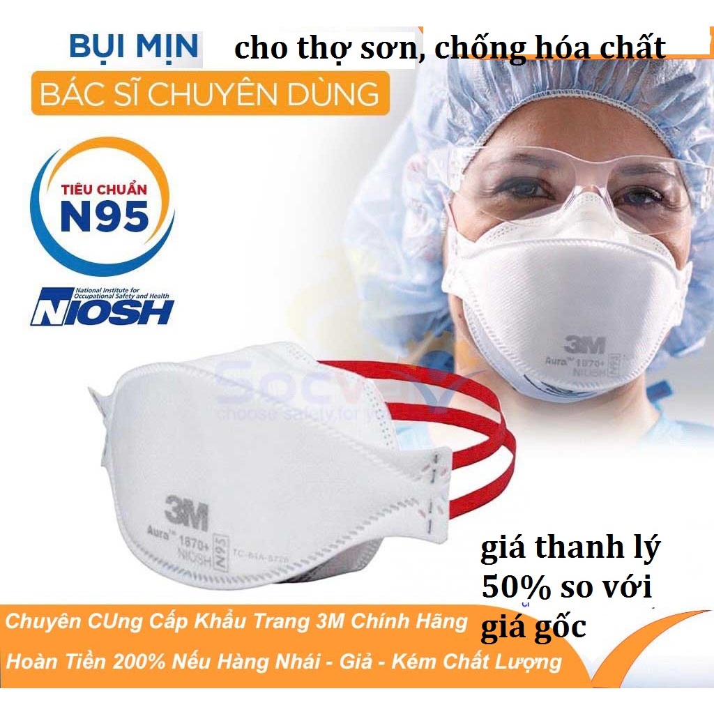 KHẨU TRANG 3M 1870 N95 CHÍNH HÃNG MỸ, GIÁ THANH LÝ LỖ VỐN