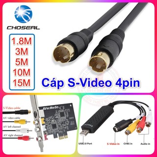 Cáp s-video to s-video dài 1.8m 3m 5m 10m 15m hai đầu svideo 4pin chân kim tròn kết nối máy siêu âm nội soi với máy tính