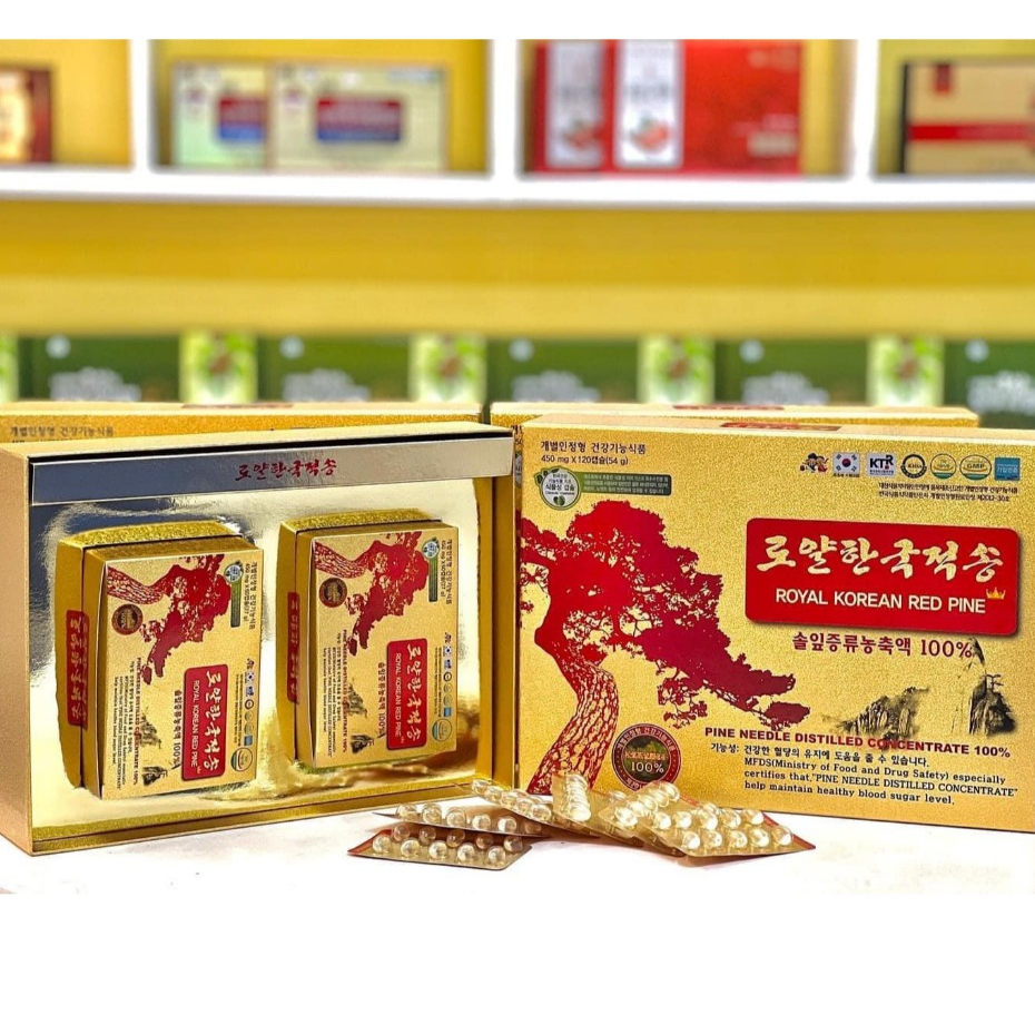 Tinh dầu thông đỏ Hoàng Gia Royal Korean Red Pine - Deadong. Hôp 120 Viên