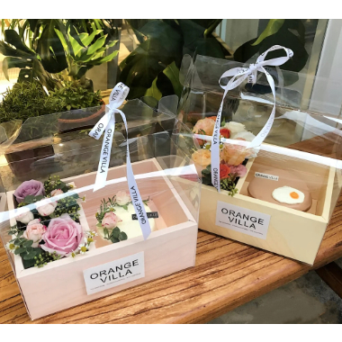 Hộp mica 2 ngăn đựng hoa/quà