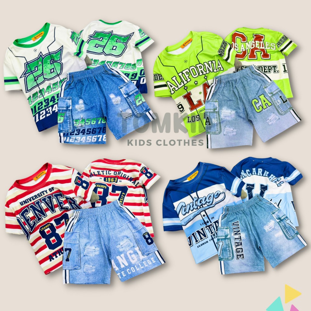 Đồ bộ cho bé trai set đồ bé chất thun lạnh chính phẩm loại 1 giả jean dày dặn không nhão vải 10-45kg Tomkids