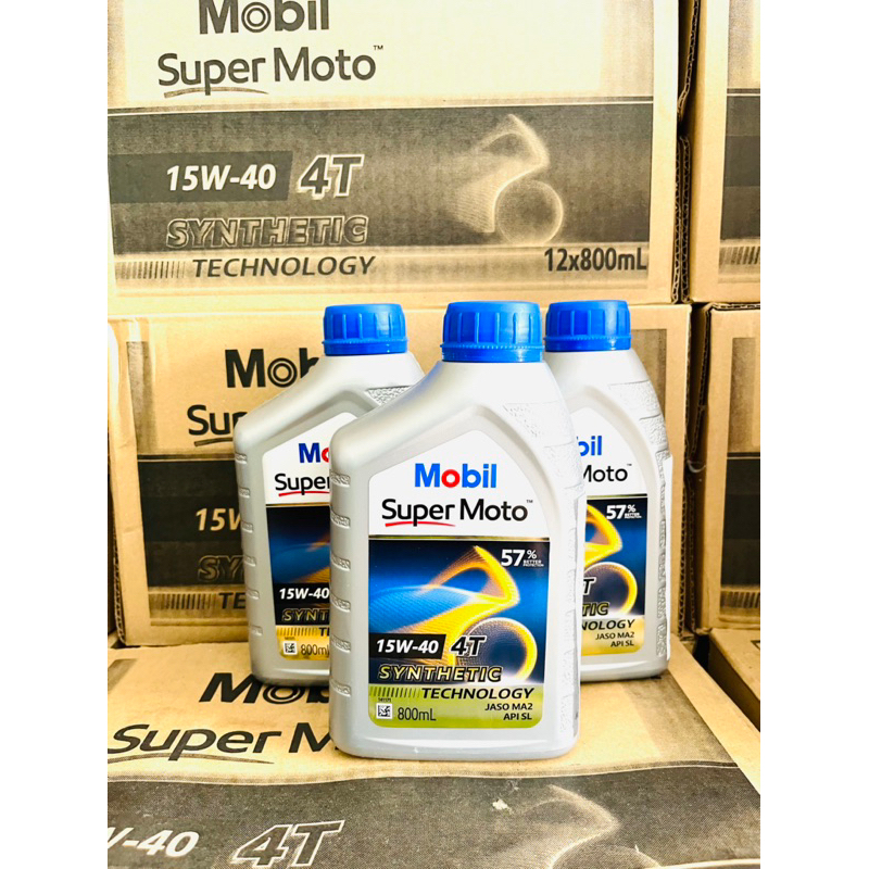 Nhớt xe số Mobil super Moto 15w40 0.8L- Nhập khẩu từ Singapore