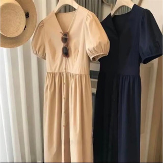 Đầm maxi cổ V tay bồng phong cách Hàn Quốc 2655
