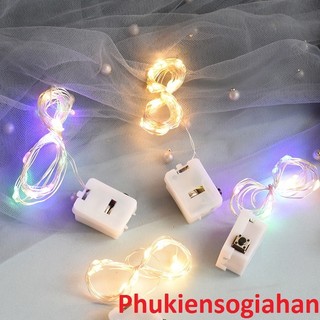 Dây đèn led kẽm xài pin cúc áo -2 chế độ chớp+không chớp